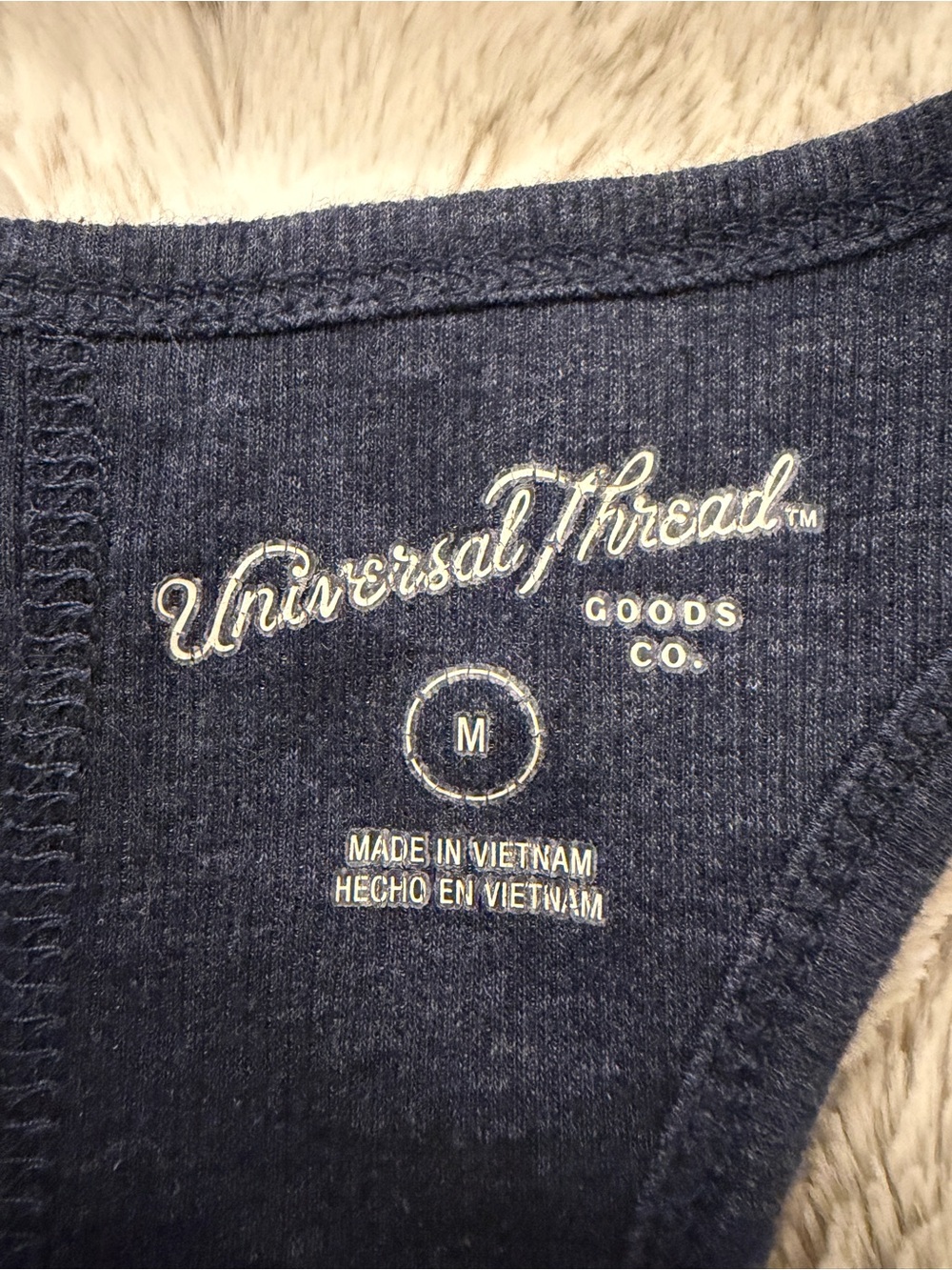 Universal Thread Navy Racerback Tank Top Ribbed Fitted Minimalist Everyday Basic - Picture 4 of 4